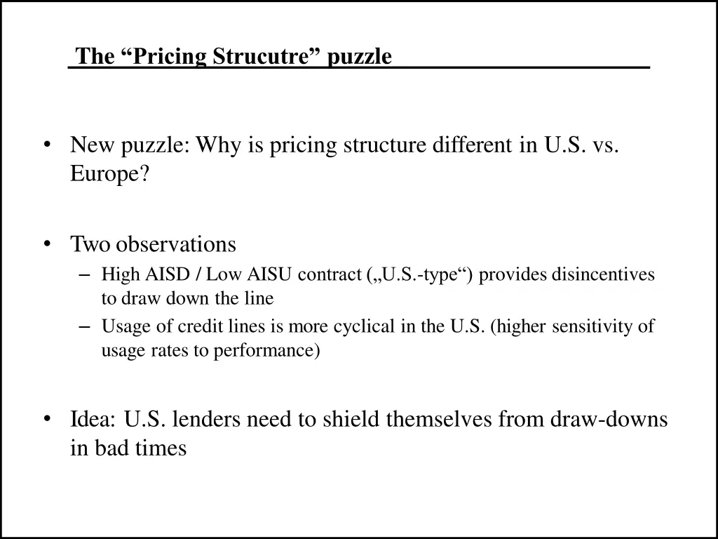the pricing strucutre puzzle