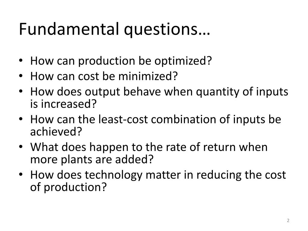 fundamental questions