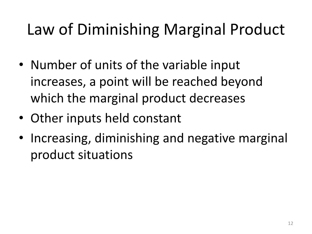 law of diminishing marginal product