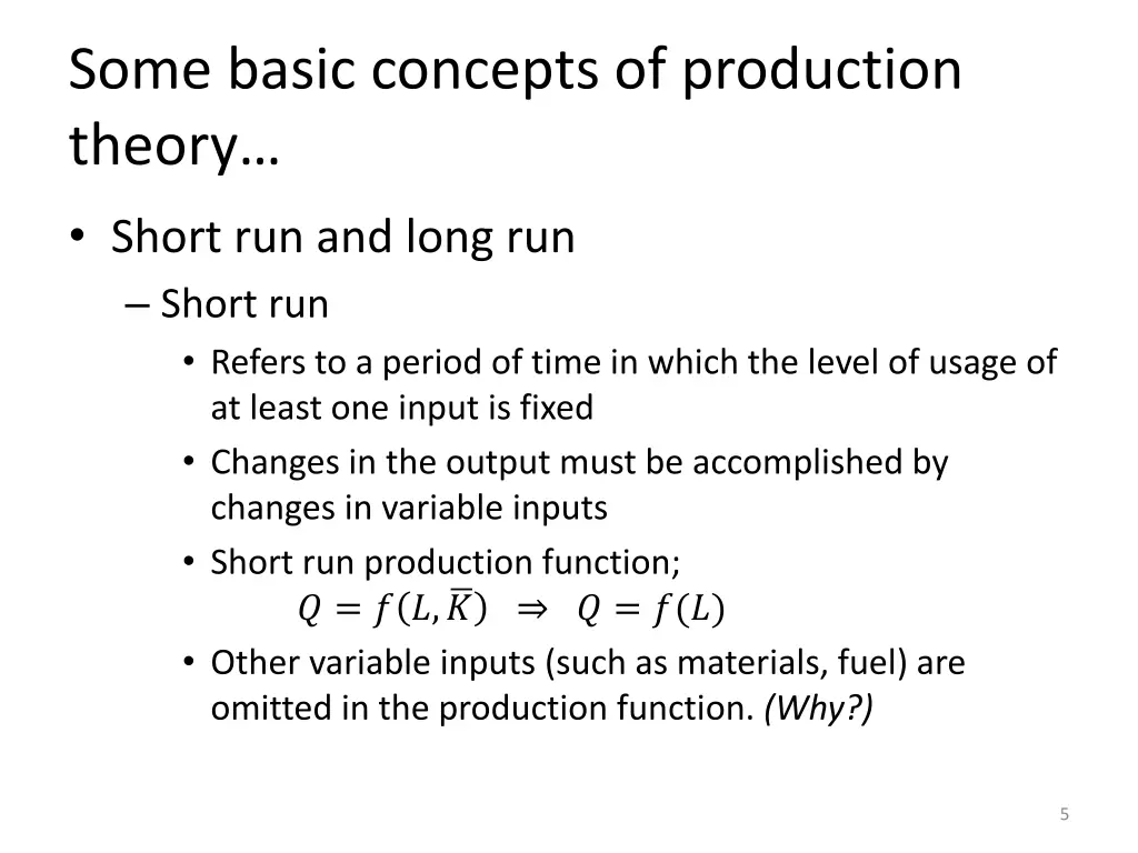 some basic concepts of production theory