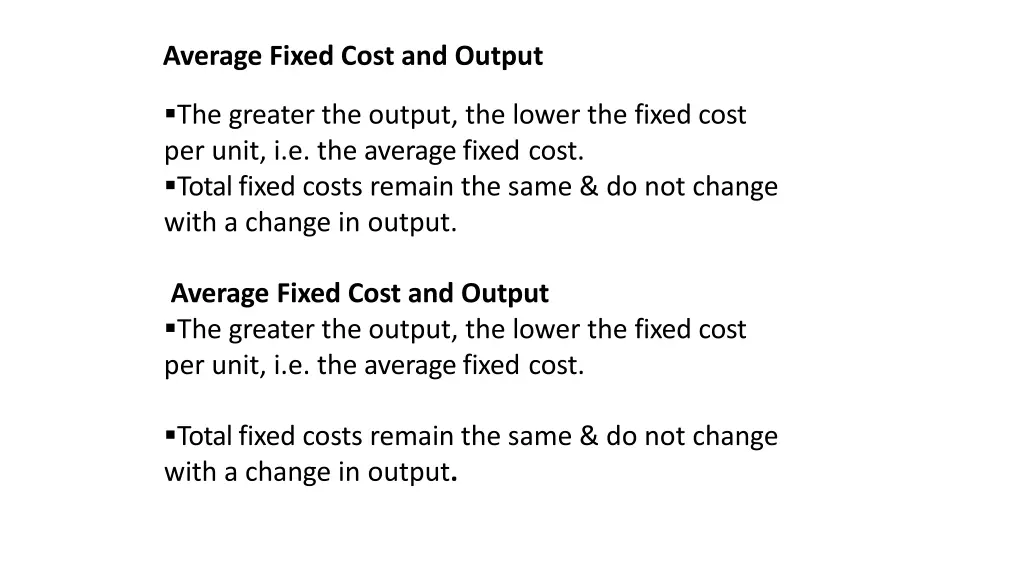 average fixed cost and output