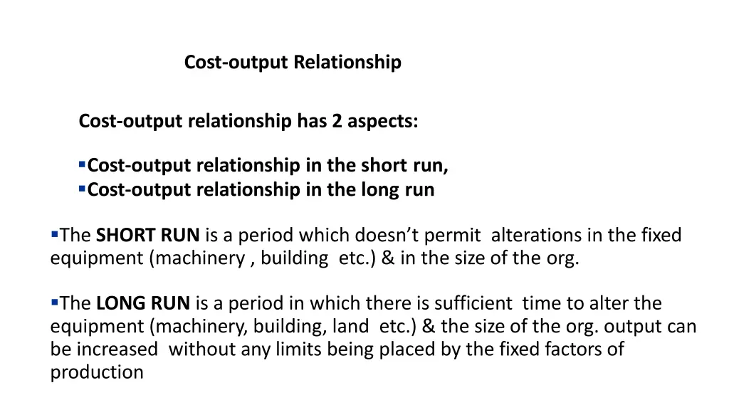 cost output relationship 1