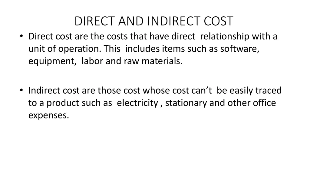 direct and indirect cost direct cost