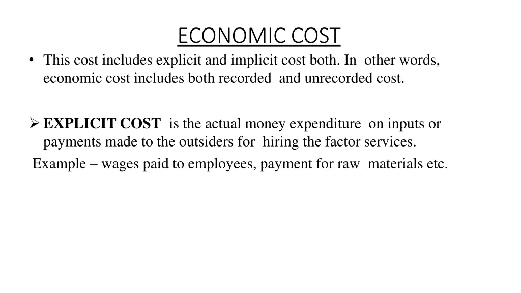 economic cost