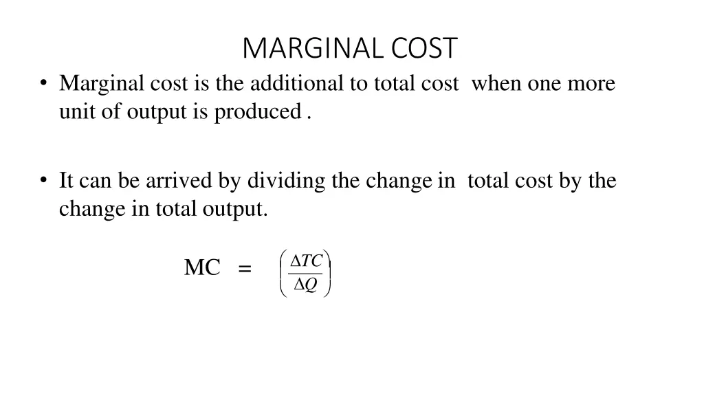 marginal cost