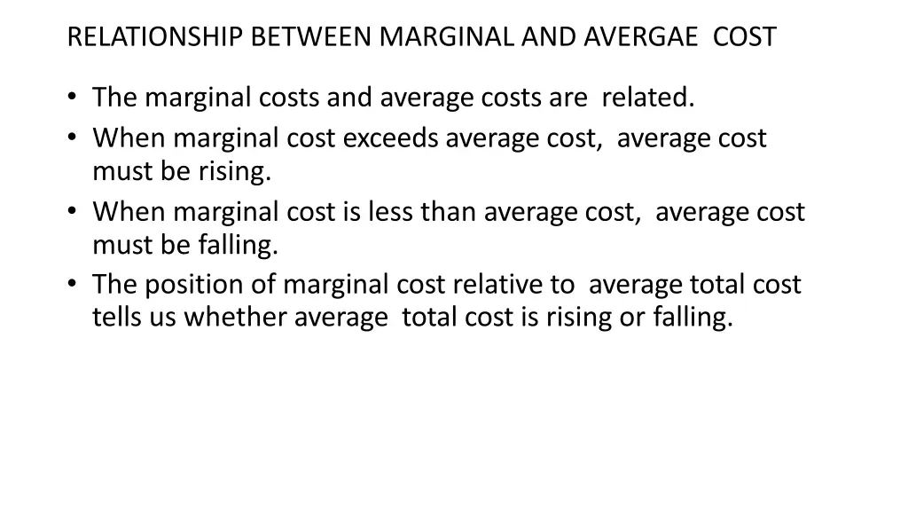 relationship between marginal and avergae cost