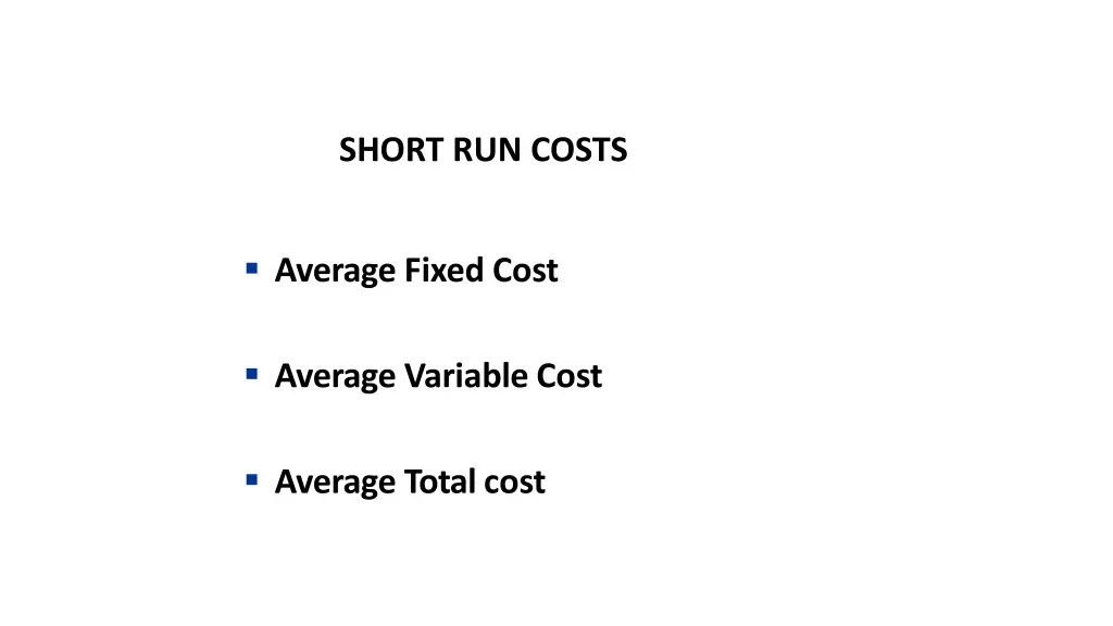 short run costs