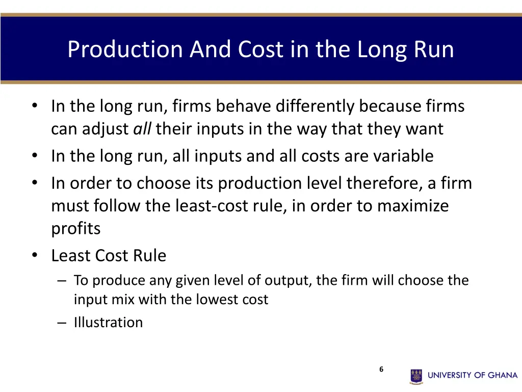 production and cost in the long run