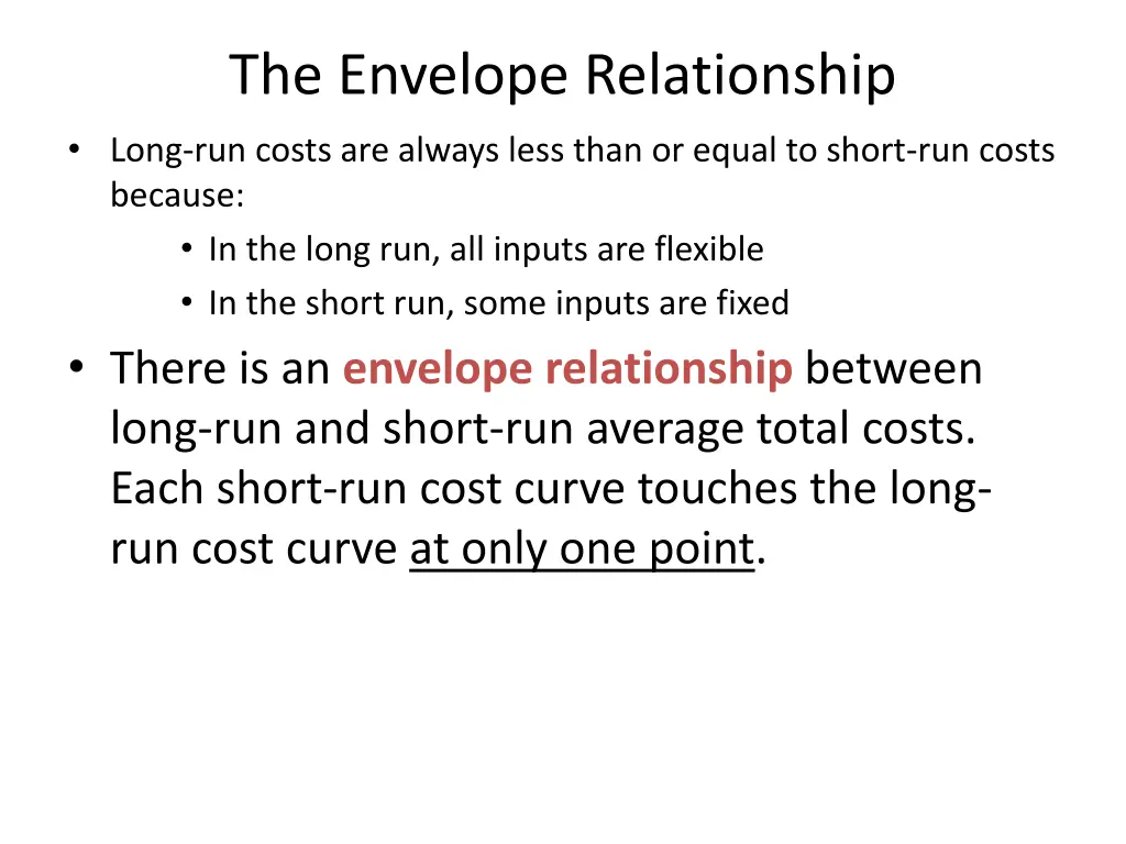 the envelope relationship long run costs