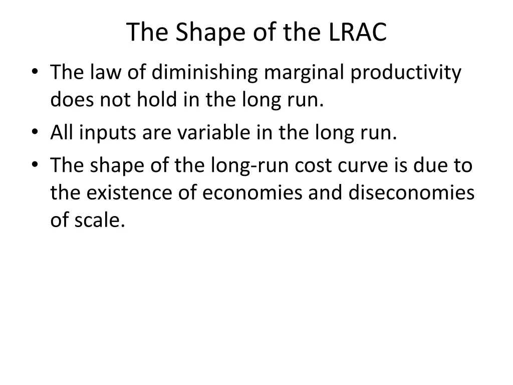the shape of the lrac the law of diminishing