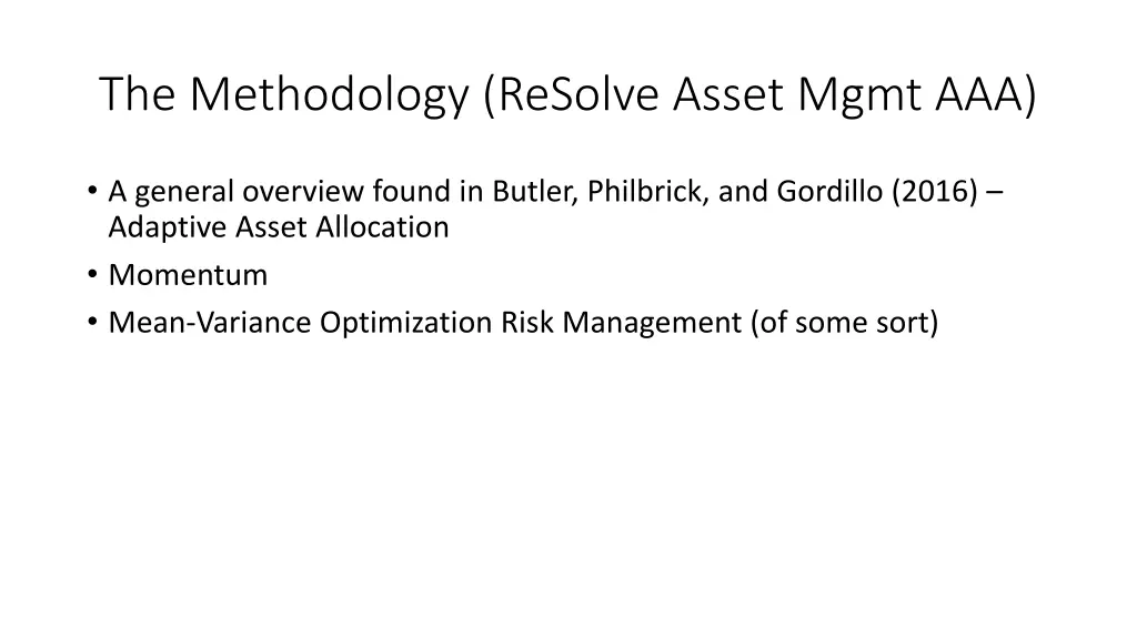 the methodology resolve asset mgmt aaa
