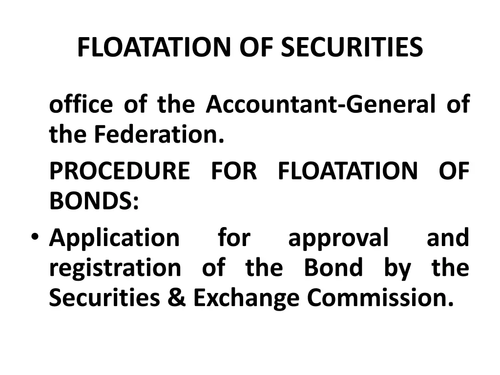 floatation of securities 21