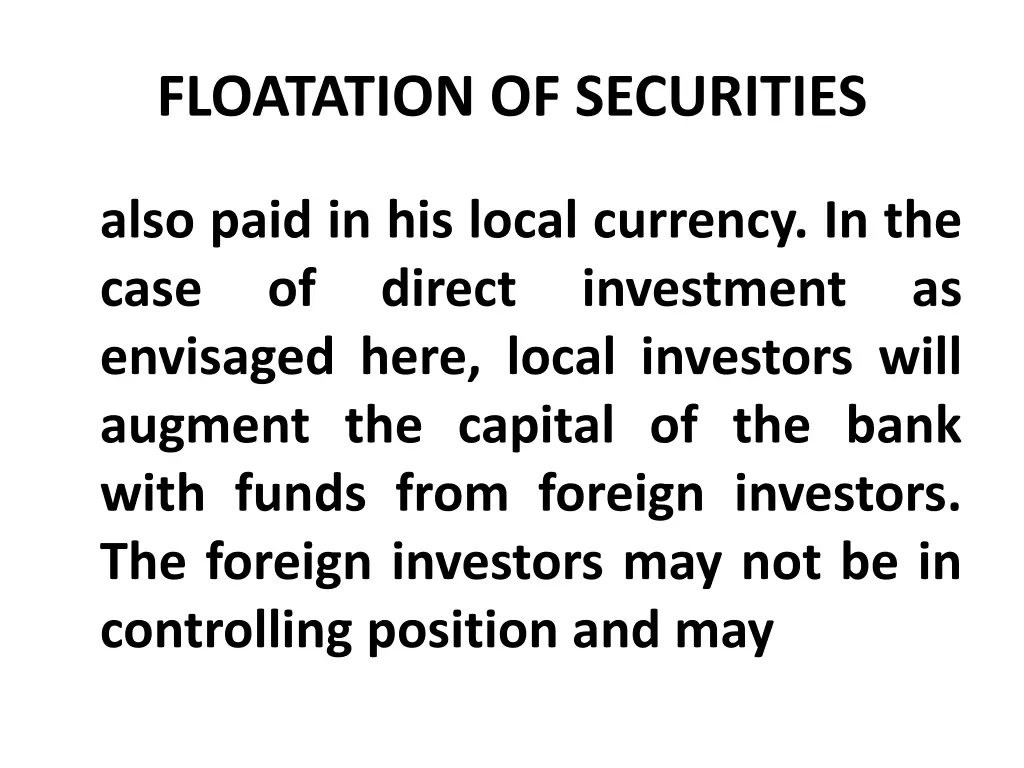 floatation of securities 27