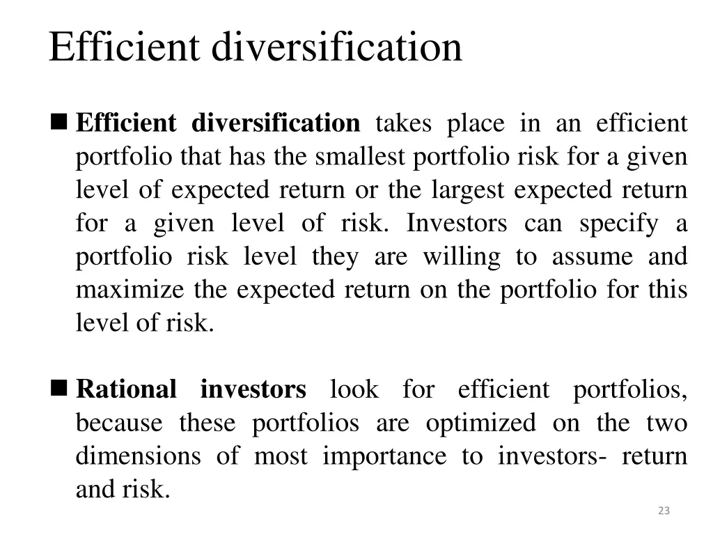 efficient diversification