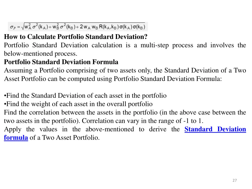 how to calculate portfolio standard deviation