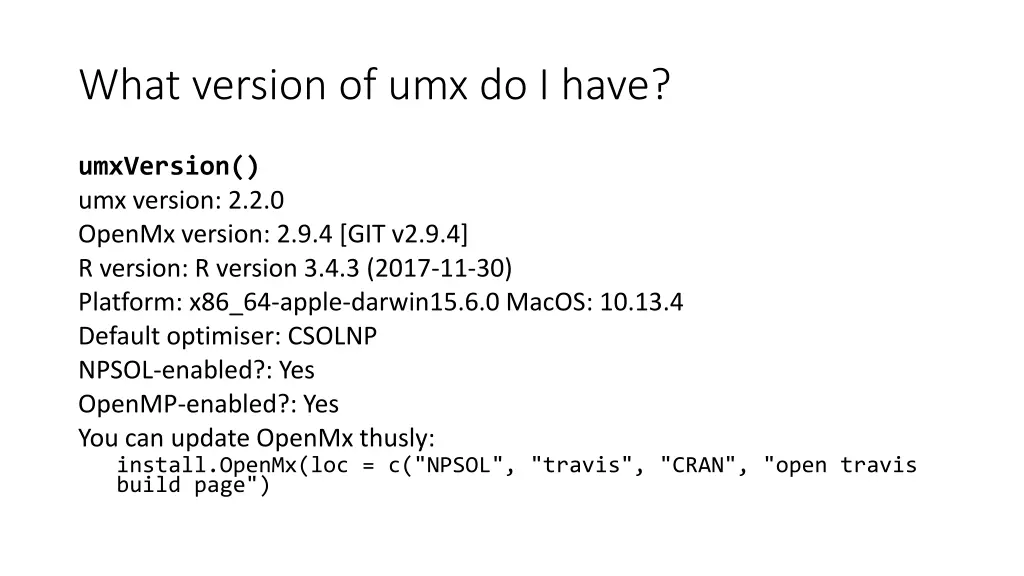 what version of umx do i have
