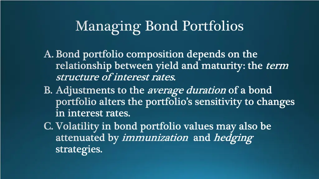 managing bond portfolios