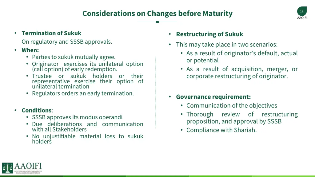 considerations on changes before maturity