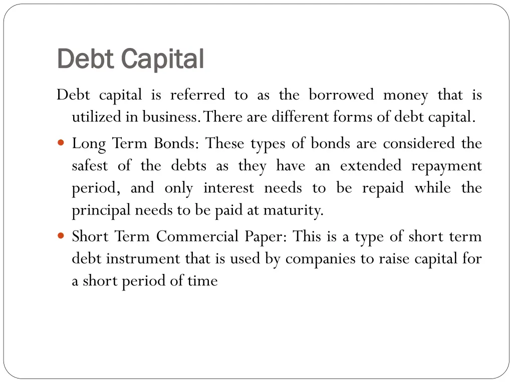 debt capital debt capital
