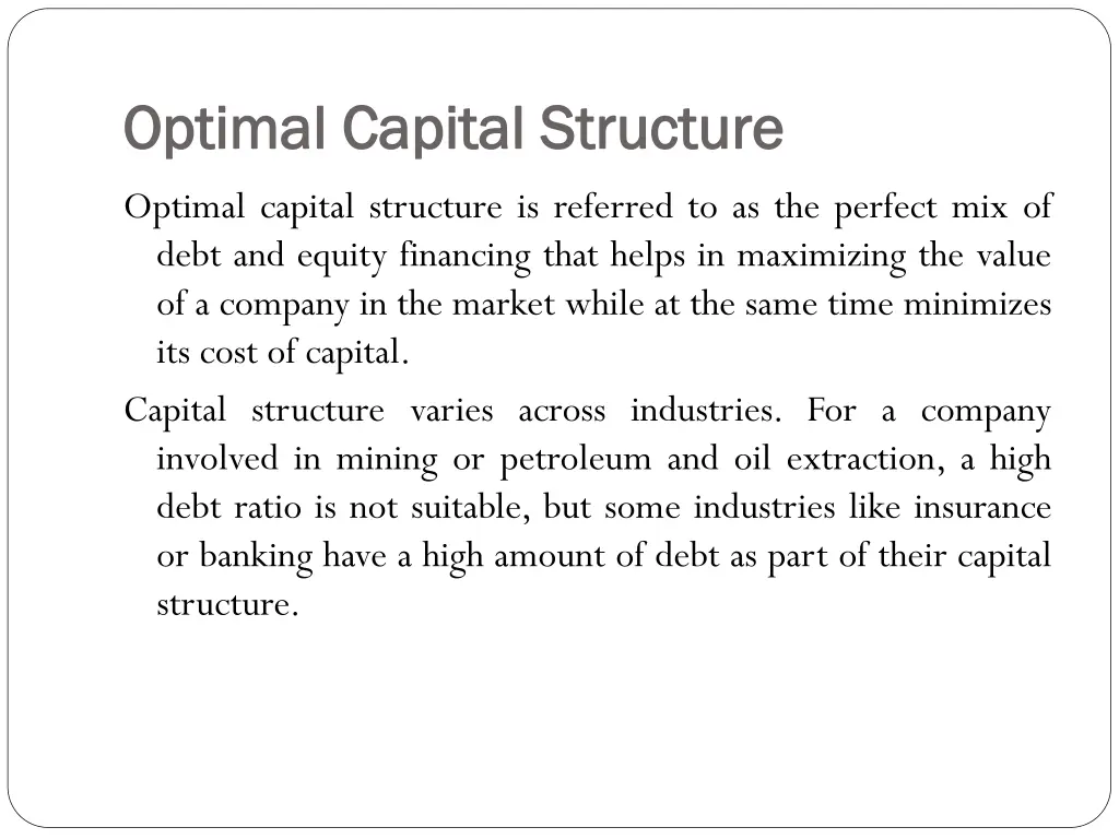 optimal capital structure optimal capital