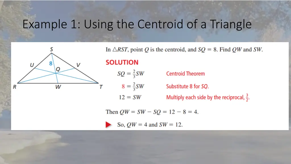 example 1 using the centroid of a triangle