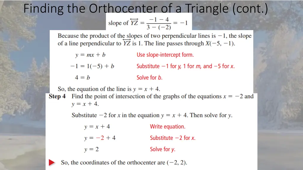 finding the orthocenter of a triangle cont