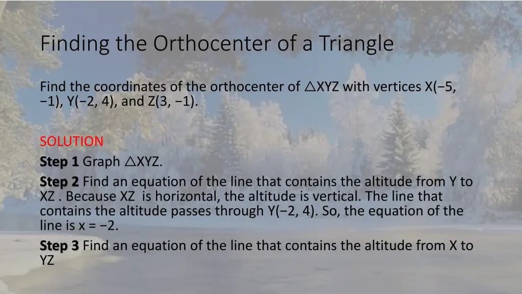 finding the orthocenter of a triangle