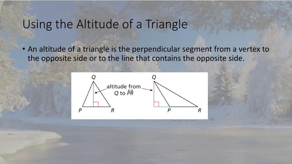 using the altitude of a triangle