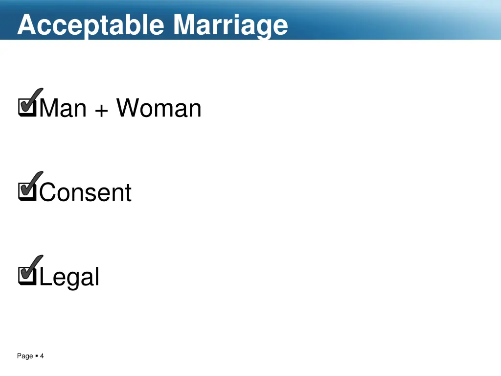 acceptable marriage