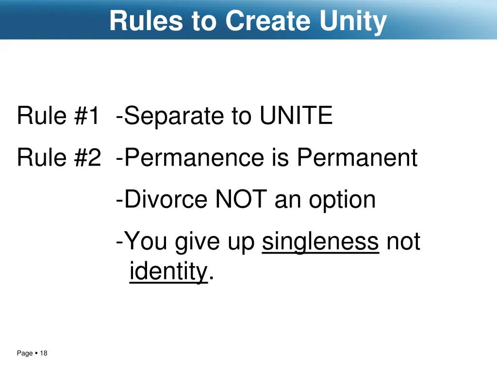 rules to create unity 1