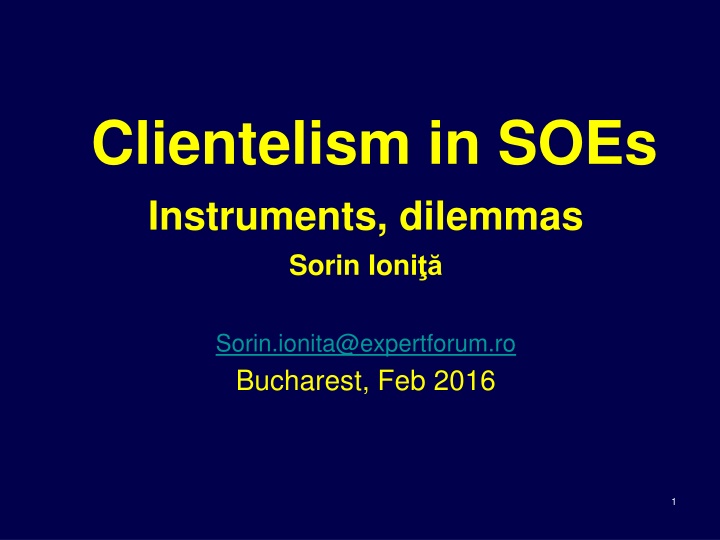clientelism in soes instruments dilemmas sorin