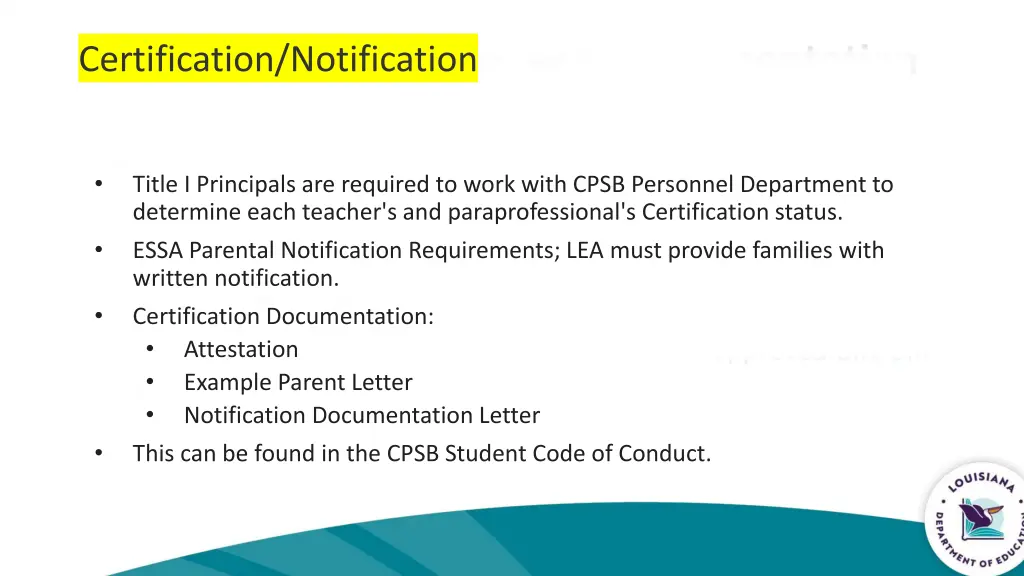 certification notification