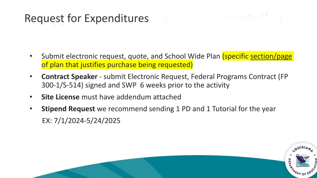 request for expenditures
