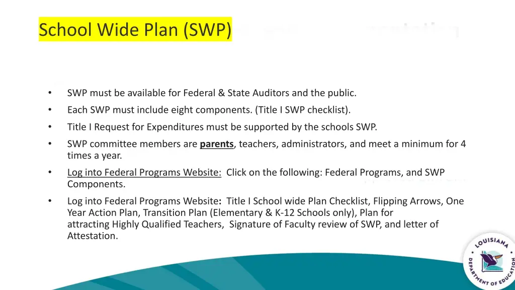 school wide plan swp