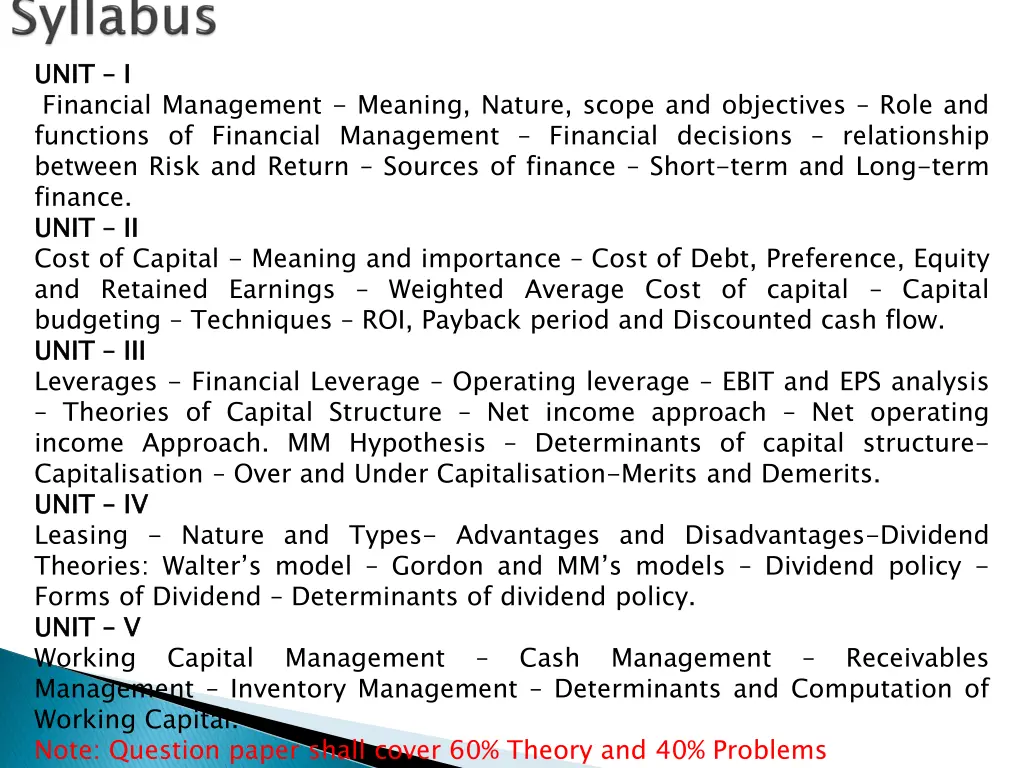 unit financial management meaning nature scope