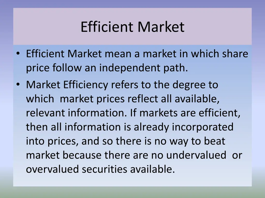 efficient market