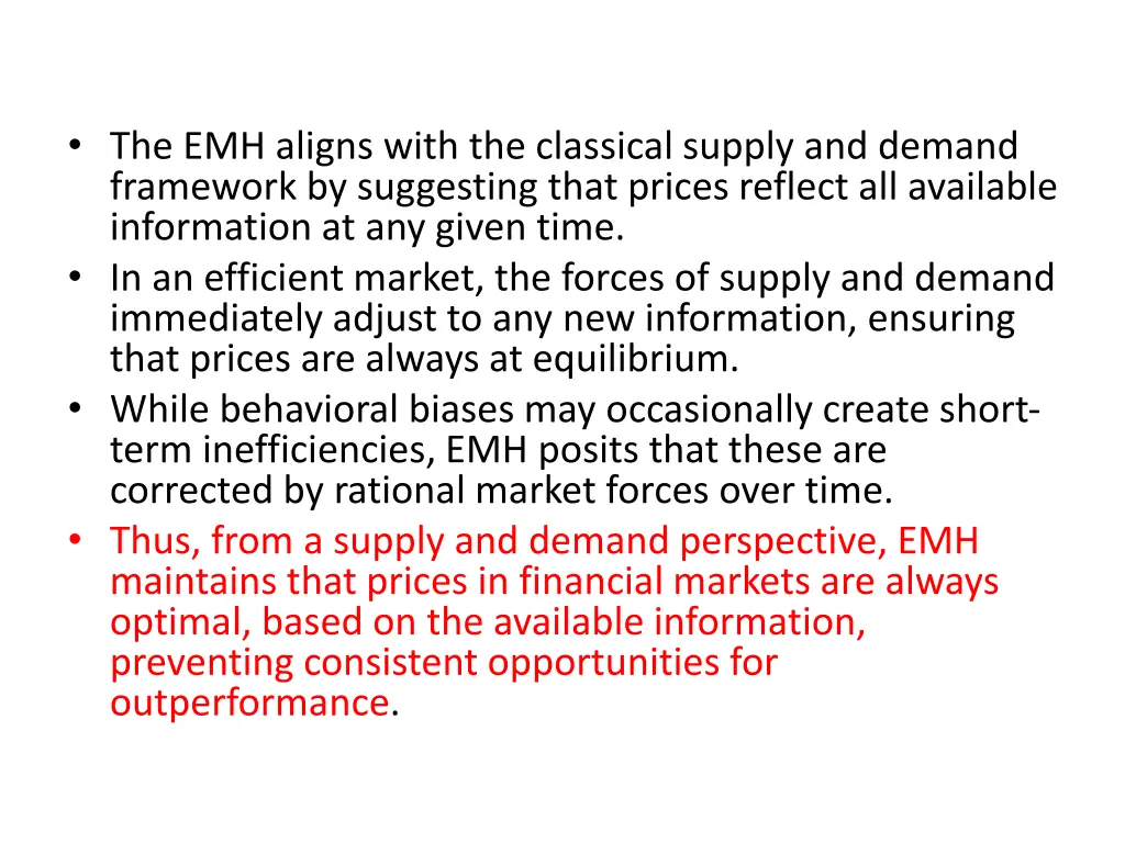 the emh aligns with the classical supply
