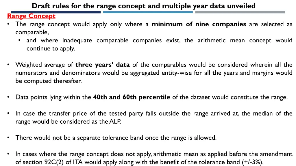 draft rules for the range concept and multiple 1