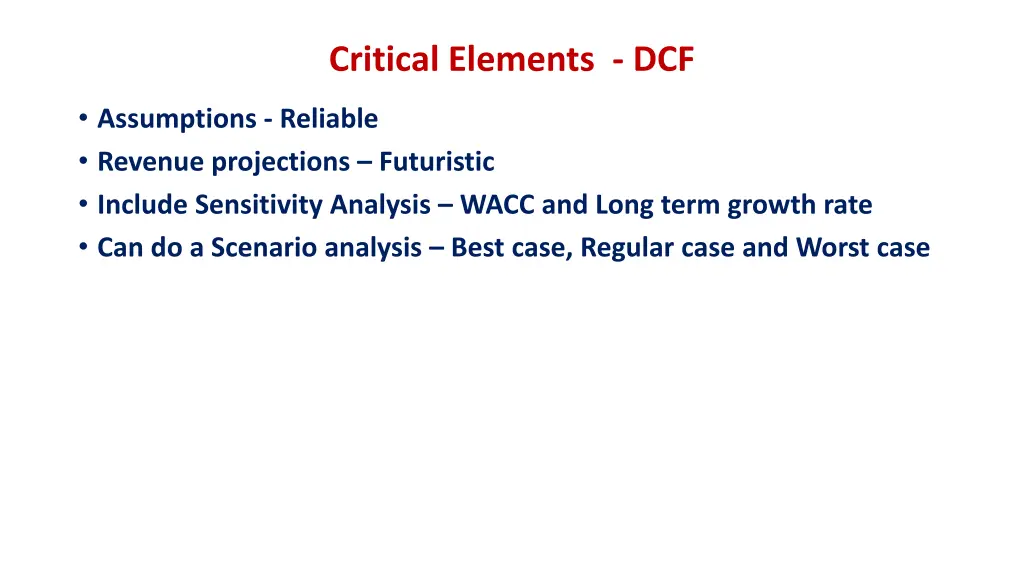 critical elements dcf