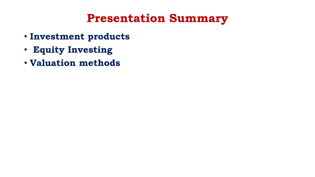presentation summary