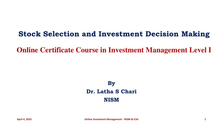 stock selection and investment decision making