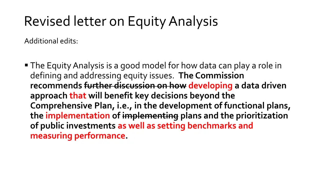revised letter on equity analysis 2