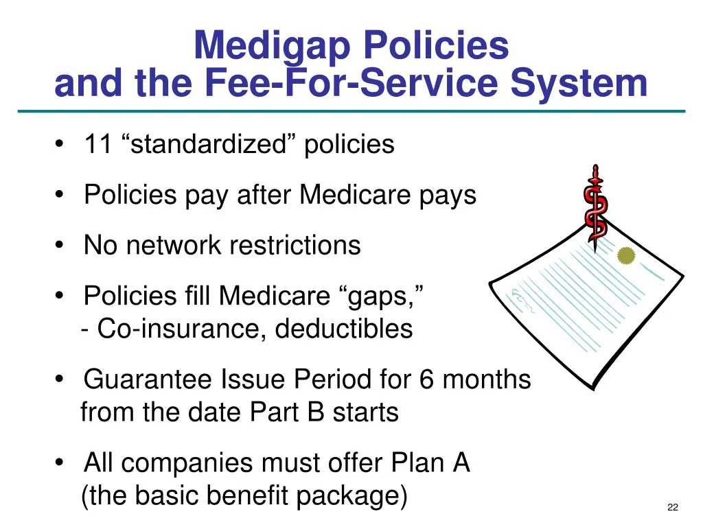 medigap policies and the fee for service system