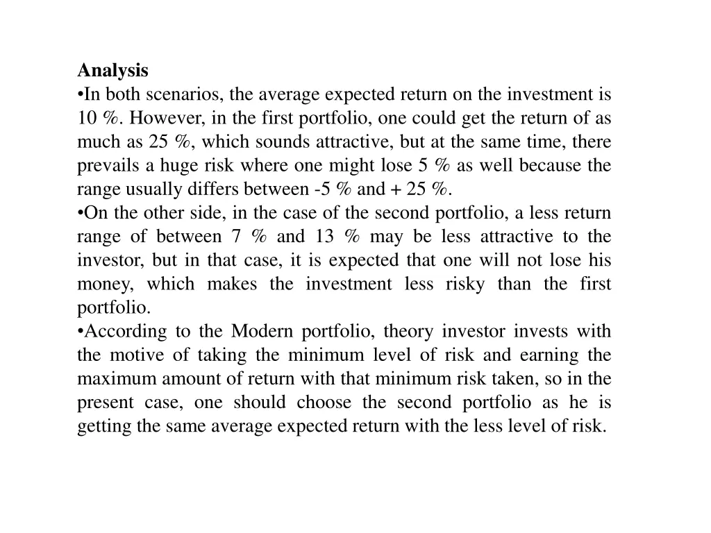 analysis in both scenarios the average expected