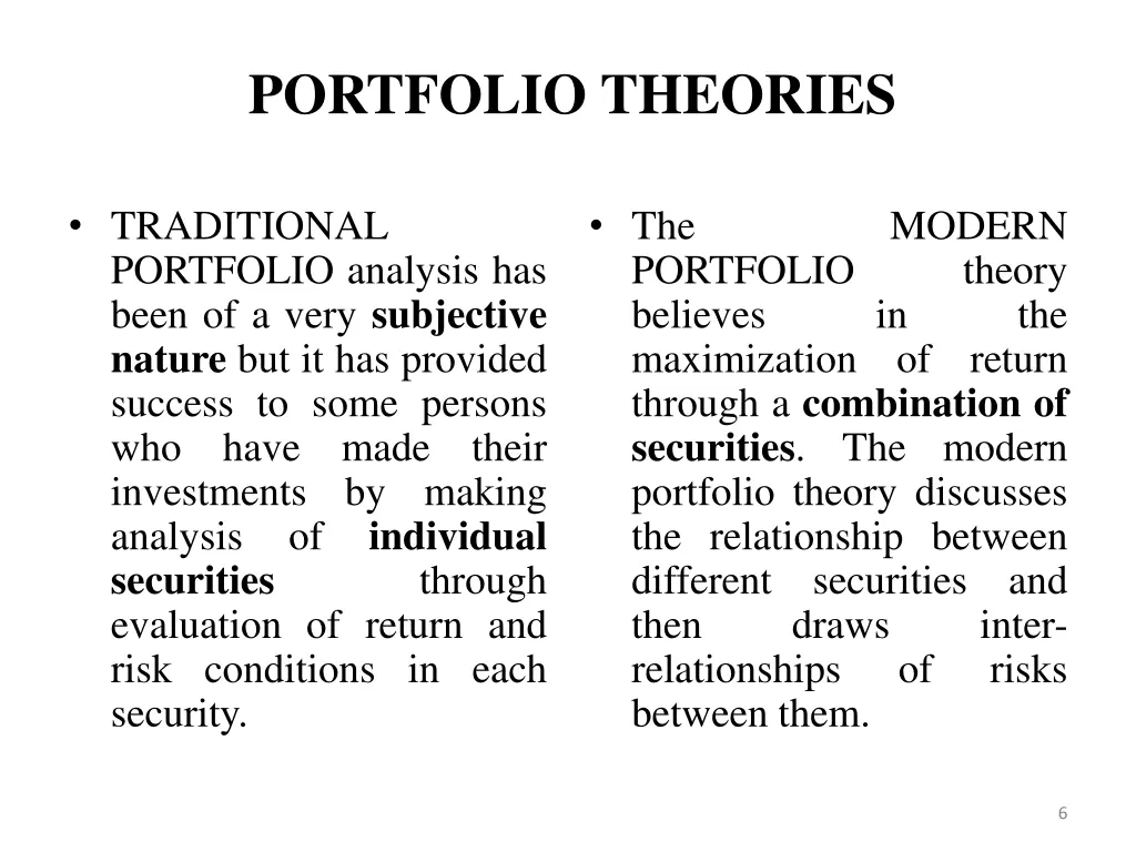 portfolio theories