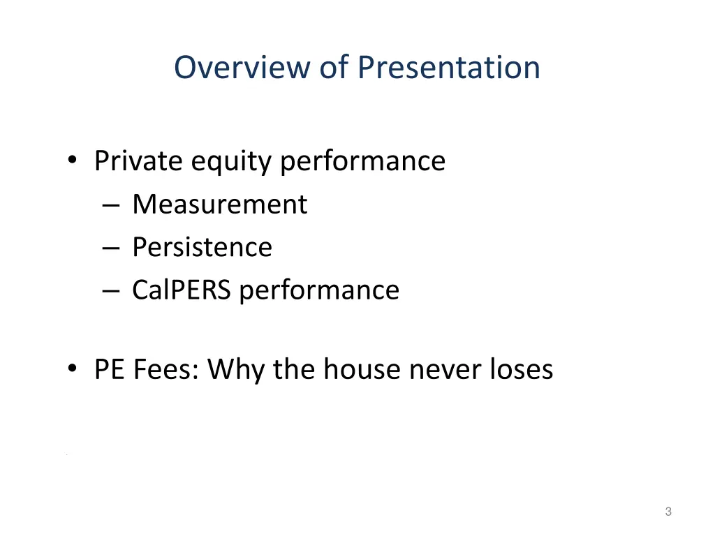 overview of presentation