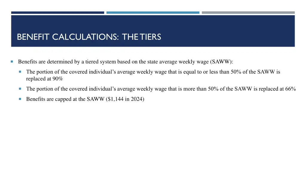 benefit calculations the tiers