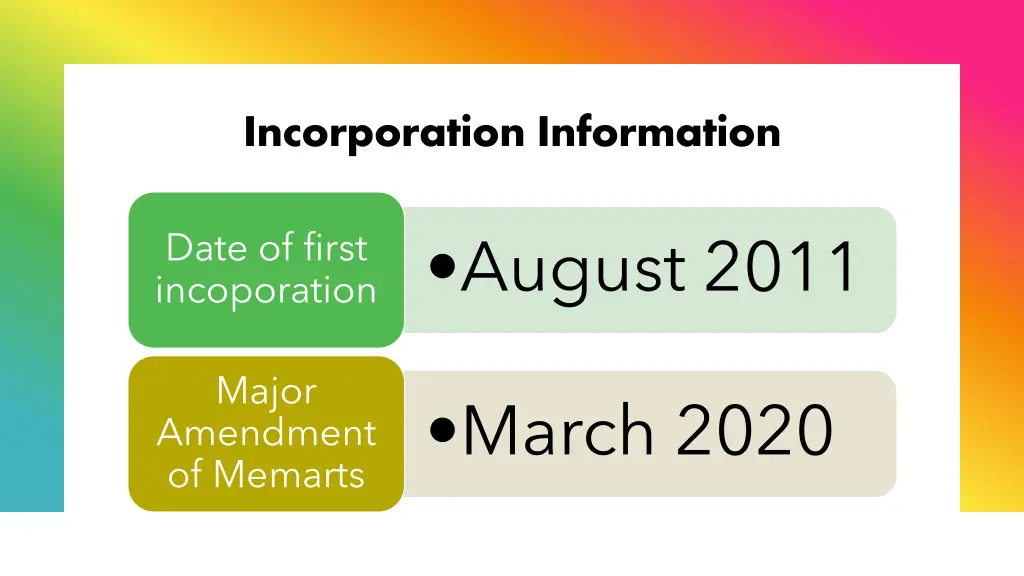 incorporation information