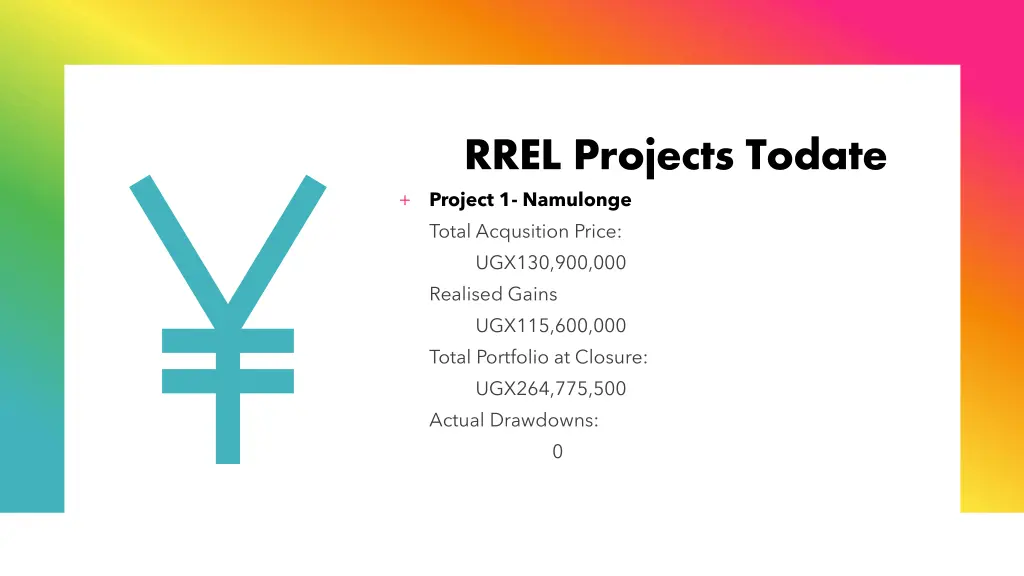 rrel projects todate project 1 namulonge total