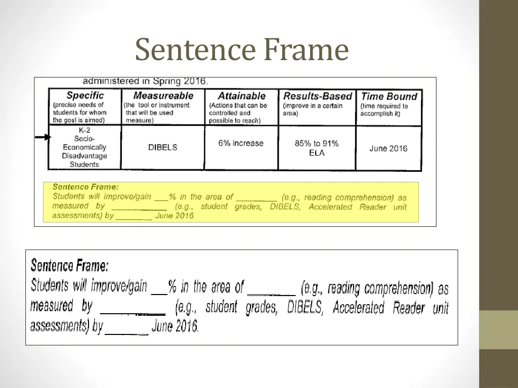 sentence frame
